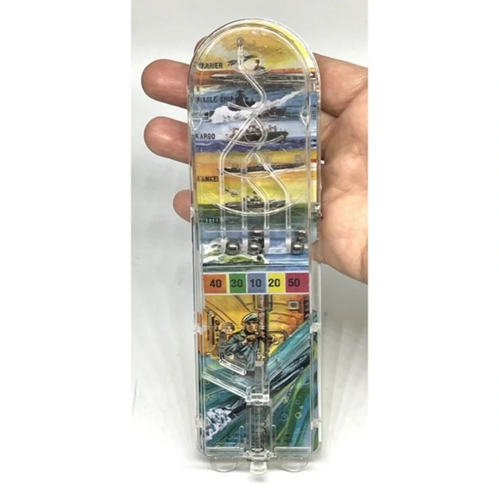 Vintage Handheld Pinball Game Durham Ind 1975 Submarine Battleship Tin Litho‎